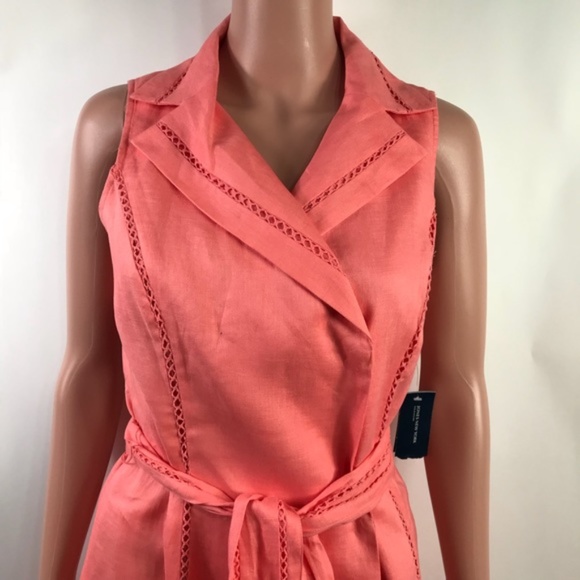 Jones New York Coral Linen Sleeveless Midi Dress 4 - Picture 5 of 8